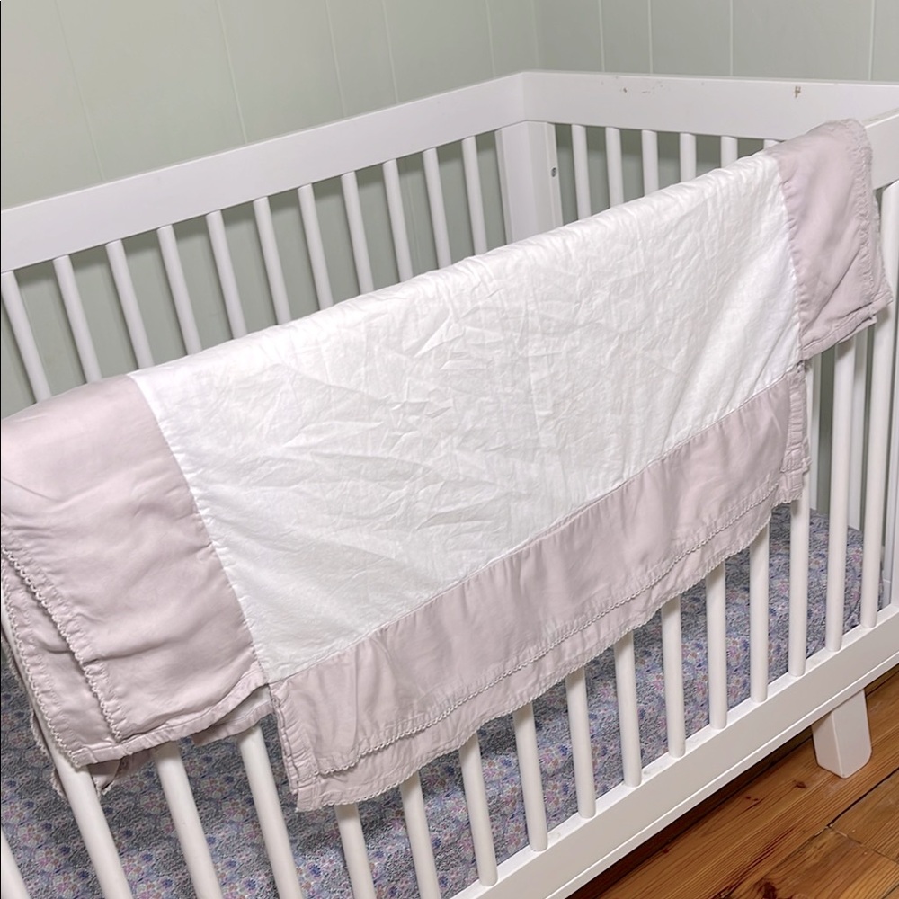 POTTERY BARN KIDS 100% Cotton Dusty Pale Mauve Layered Crib Skirt